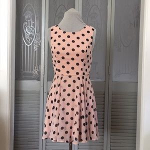 Pink with black polka dots dress
